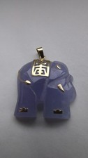 Lavendel Jade Elefant Anhänger 585/14 kt Gold gestempelt Topp!!!