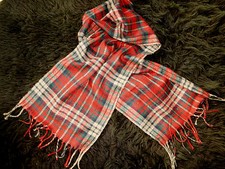 attraktiver Schal chices Karo in harmonischen Farben - 30x145 cm, lange Fransen 