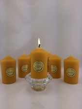 4 Stumpenkerzen aus 100 % Bienenwachs, handgegossen