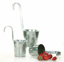 Hängetöpfe 4er Set Blumentopf Ø 11 cm Silber Blumen Topf Übertopf Zink Deko