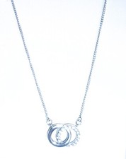 HALSKETTE ECHT SILBER 925er, rhodiniert-mit 2 RING-ANHÄNGER ZIRKONIA  45 cm lang