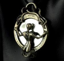 Anhänger Zinn Spiegelglas Frau Skelett 3D Gothic England - grandios & besonders