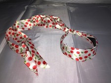 Haarreif weiß rote Kischen Rockabilly mit Bändern breit Satin Damen Mädchen NEU 