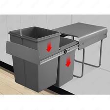 40L Einbau Abfallsammler Küche Grau 40er Schrank Mülleimer Vollauszug 2x20 L