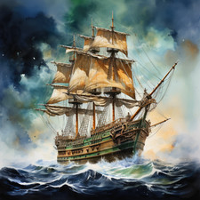 Wandbild Piratenschiff Segelschiff auf Hoher See Deko Bild Maritim Dekofliese