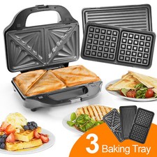 900W Sandwich Toaster 3 in 1 Waffeleisen Bügeleisen Toast Grill Panini Presse