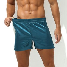 Herren Satin Boxershorts Pyjama Shorts Kurz Hose Höschen Boxer Trunk Nachtwäsche