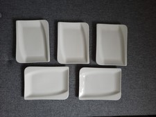 5 X Porzellanteller weiß viereckig ( 18 x 13  cm) klein Servier-Schale gebraucht