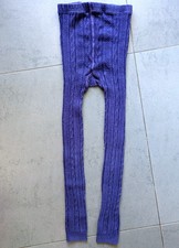 Mini Boden Leggings Gr. 140 Strickleggings blau Fußlose Strumpfhose Zopfmuster
