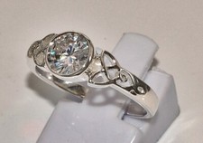 Sterling Silber 925 Ring keltischer Knotenring mit  Zirkonia 7 mm auch vergoldet