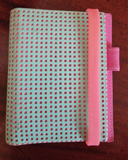 Filofax MODE Pocket Grün Rosa Leather Planer gebraucht 
