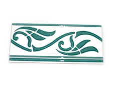 Fliesen Bordüren 25x10,8 cm Fliesenbordüre Bad Bordüre Ricciolo verde grün weiß