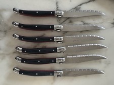 Laguiole 6er Steakmesser Set, schwarz-roter Holzgriff