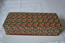 alte Schachtel Schatulle f. Knöpfe Spitze 13 x 31 cm Vintage Rosendekor Deko Box