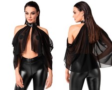 NOIR HANDMADE TUNIKA SCHWARZ transparent netz clubwear gothic bolero