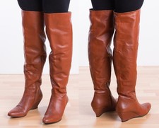 2770 bronx leder overknee stiefel mit keilabsatz gr 39