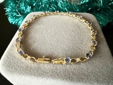 Exquisites Saphir-Brillant-Armband Armkette aus 585er Gelbgold