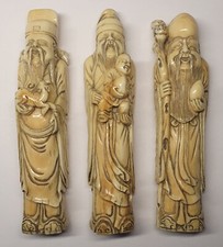 geschnitztes Fu Lu Shou Figurenset aus Asien