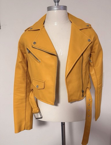 Bikerjacke senfgelb damen - senfgelb,