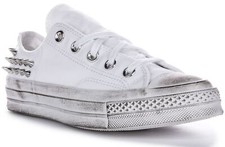 CONVERSE A07208C Chuck 70 Nieten Damen Turnschuhe Weiß Silber UK 3 - 8