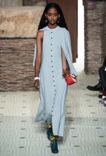 Lanvin Woll Cape Kleid Eisblau