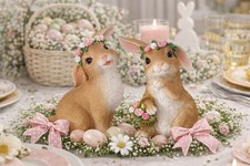 2 STK Osterhase Weiss rosa