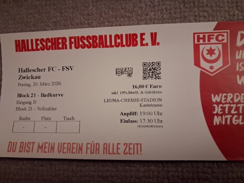 Ticket 2026 hallescher - ticket, 20.3.2026