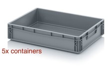 5x 24 Ltr Euro Kunststoff hochwertige Stapelbehälter, Aufbewahrungsbox 005