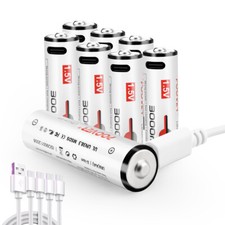 8er Pack 1,5v USB-C Wiederaufladbare Lithium AA Batterien Li-Ionen AA Akku