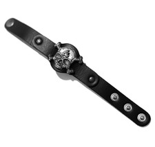 666 Skull Bracelet Leather With Logo Pewter Alchemy Poker Heartrock