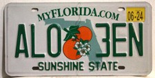 Florida Nummernschild USA Kennzeichen Original  Schild Sunshine State . ALO 3EN
