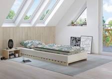 Niederflurbett metallfrei 80x200 Futon metallfrei Lattenrost Fichte unbehandelt