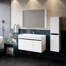 Badmöbel-Set Weiß Venus , Unterschrank, Spiegelschrank, Waschbecken, Hochschrank