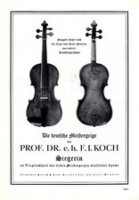 Geigenbau Koch Dresden Reklame 1936 Geige Violine nach Maggini & Henri Marteau