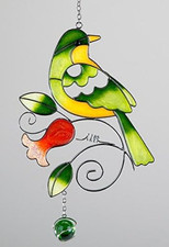 Dekohänger Tiffany Glasbild Vogel 24 cm