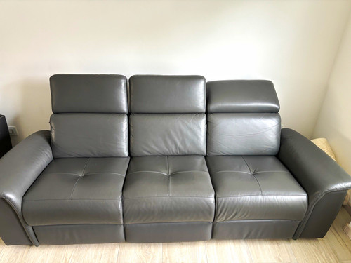 Graues leder sofa - leder, mit
