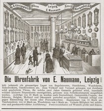 Werbung Uhrenfabrik E. Naumann Leipzig - Reklame von 1887