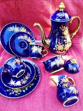 ♥♥Wunsiedel/Bavaria Konvolut: Kaffeeservice Echt Kobalt/24 K Gold  12-tlg. - ♥♥