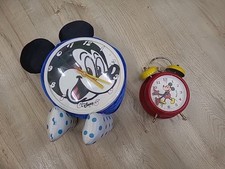 Vintage Disney 2x Wecker Uhr  Mickey Mouse Plüsch Und Metall