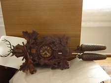 Kuckucksuhr 8 Tagewerk - Holz  braun , mech.Uhrwerk , Schwarzwaldmotive