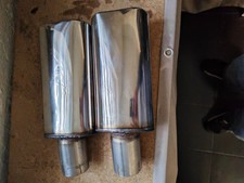 2 Edelstahl Endrohre mit Muffe