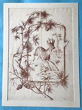 Steindruck Lithografie Jagd