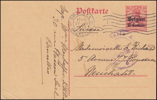 Zensur belgien postkarte 2 - belgien,