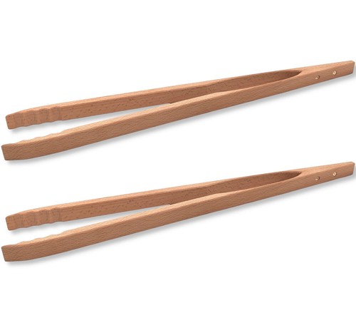 Holz grillzange natur 48cm - 2x,