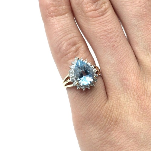 14kt gelbgold ring hellblauer - 14kt,