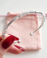 EDLES Armband 925 SILBER massiv Armkette OFFENER ARMREIF Armzange Zirkonia Ring