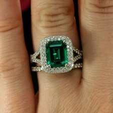 4 Kt Grün Smaragd Halo