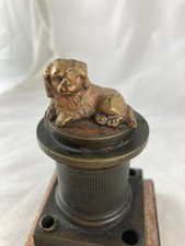 Antiker viktorianischer Greyfriars Bobby Dip Stift und Tintenständer Ormalu Bronze Hunde