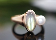 GOLDJUNGE69 * LA LUNA DESIGN EDELSTEIN RING (20) LABRADORIT  925er SILBER/ROSE`