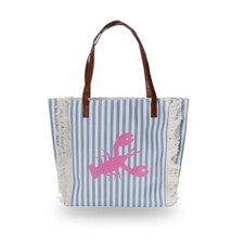 Shopper Tasche gestreift maritim Krabbe Lobster neon pink wasserabweisend trendy